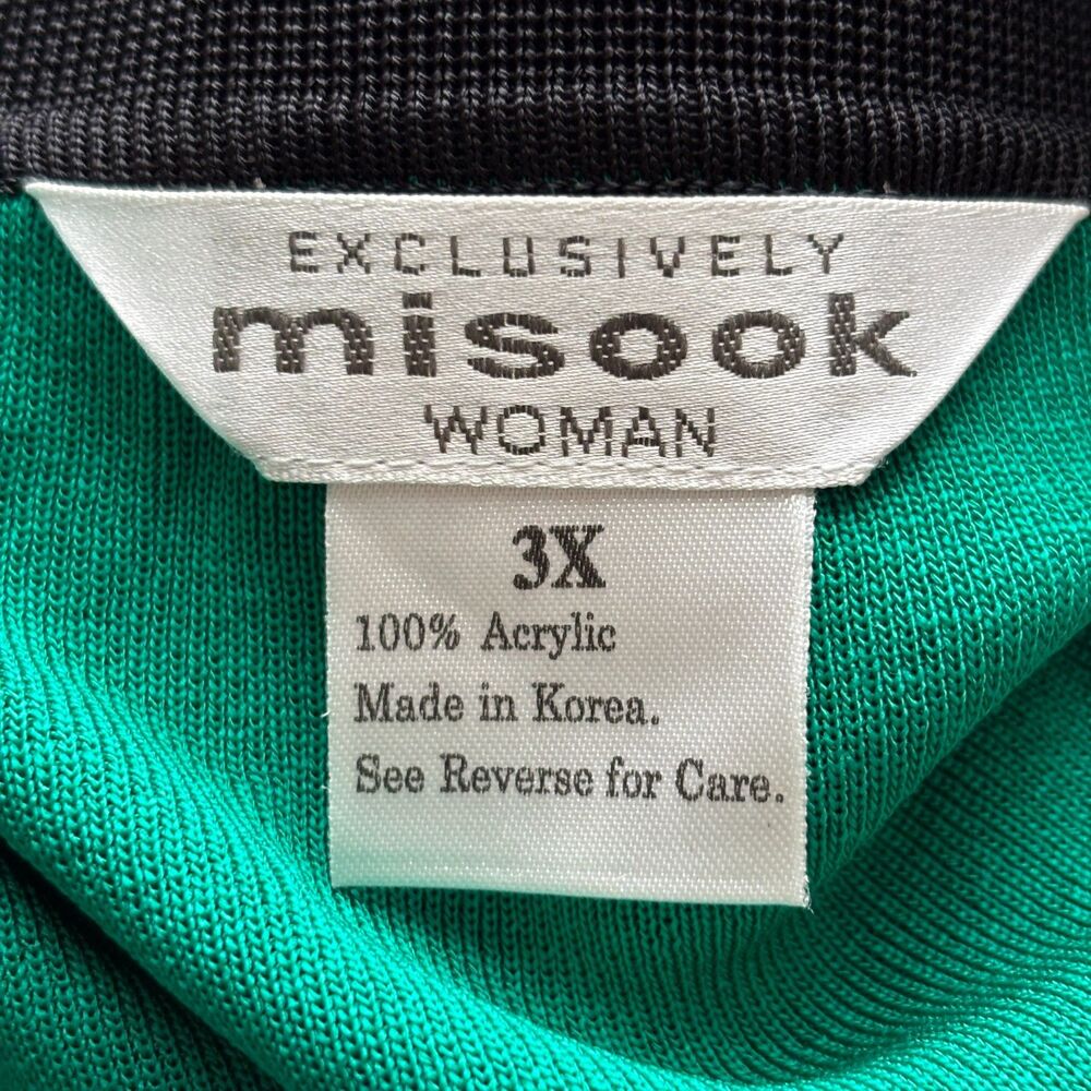 Exclusively Misook Women Vintage Cardigan Open Front Green Black Size 3X I212 - Picture 7 of 9